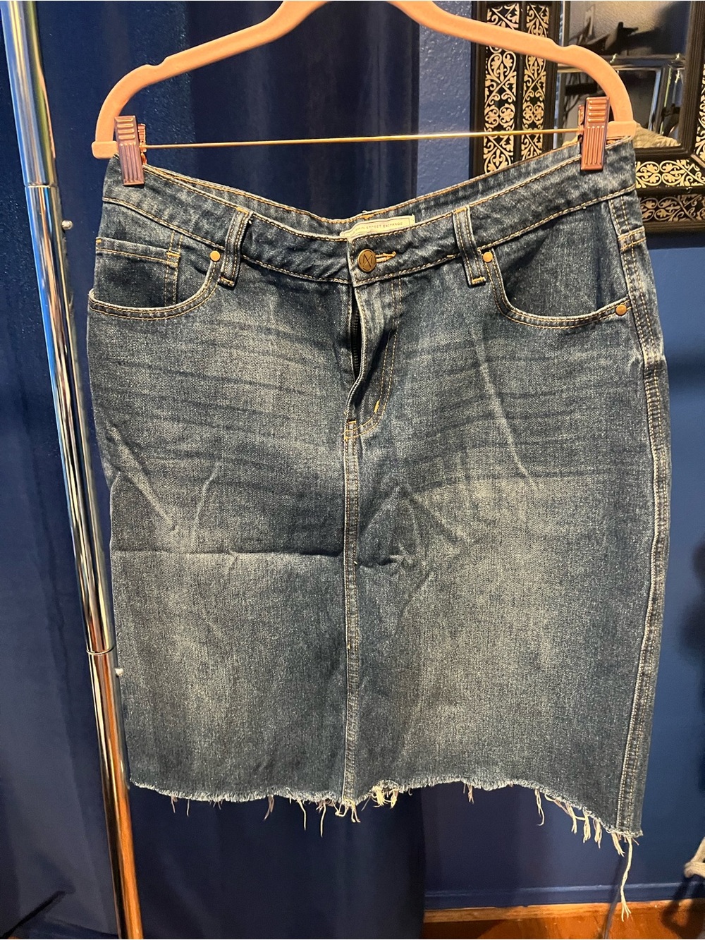 Denim Pencil Skirt in Blue